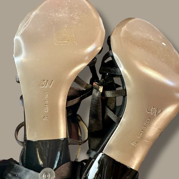 Jason Wu ‘Gia’ Black Satin Lace-Up Open Toe Heels w/ Ankle Ties Size 41 = Sz 11 - Picture 16 of 16